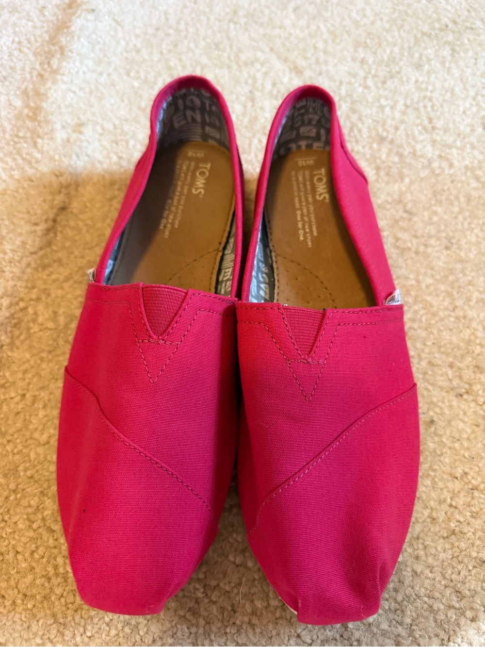 Toms Women's Bright Pink Canvas Slip-On Flats